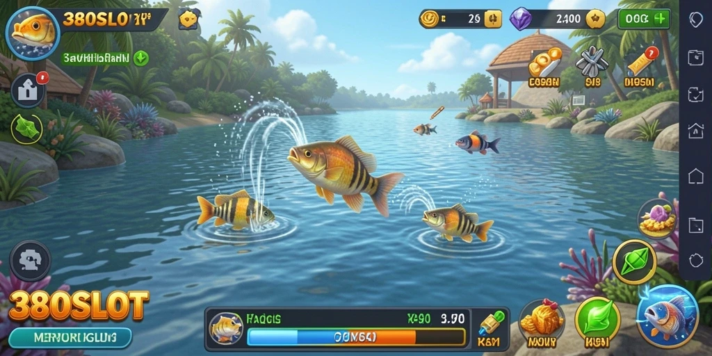 Screenshot dari gameplay 380SLOT yang menampilkan aksi memancing yang mendebarkan.