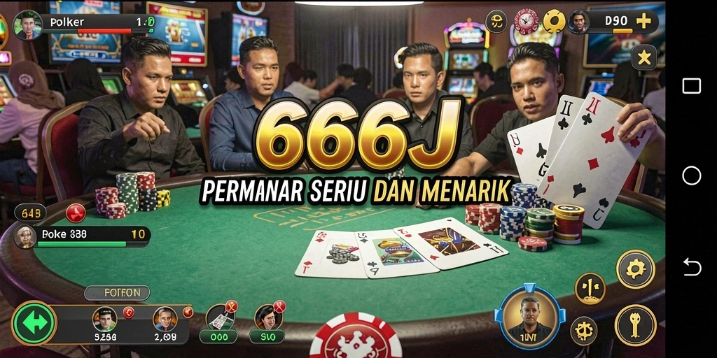 Tampilan gameplay seru di aplikasi Poker 666J.