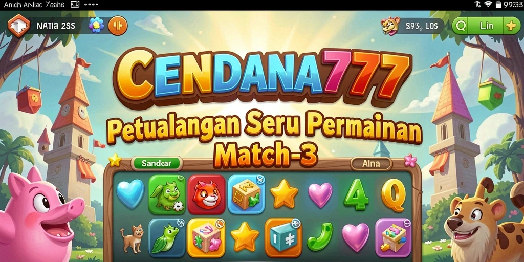 Tampilan permainan CENDANA777 yang penuh warna pada gameplay Match-3.