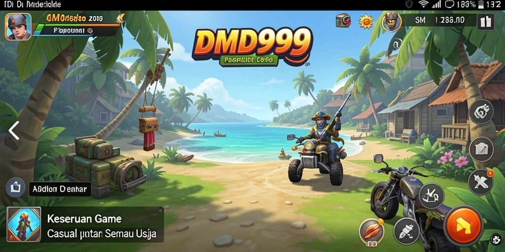 Screenshot gameplay DMD999 yang menunjukkan aksi seru dan warna-warni.
