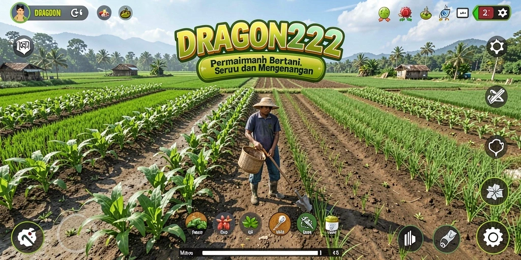Tampilan gameplay <strong>DRAGON222</strong> yang menampilkan kehidupan petani.