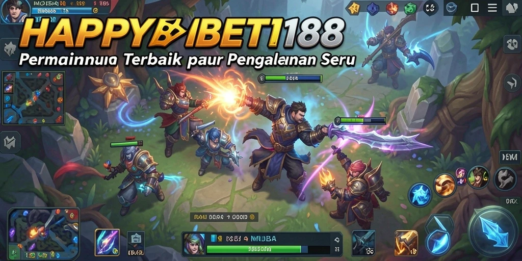 Tampilan gameplay <strong>HAPPYBET188</strong> yang menarik dengan aksi MOBA seru.