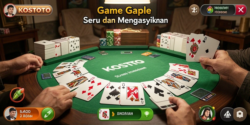 Screenshot KOSTOTO menampilkan gameplay Gaple yang seru.