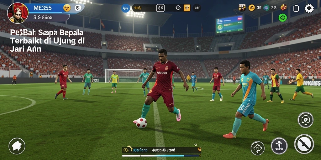 Screenshot ME355 menampilkan aksi seru di lapangan sepak bola.
