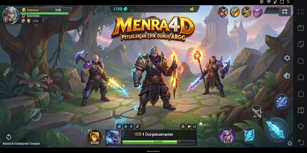 Tampilan gameplay seru dalam MENARA4D dengan pertarungan melawan musuh yang menantang.