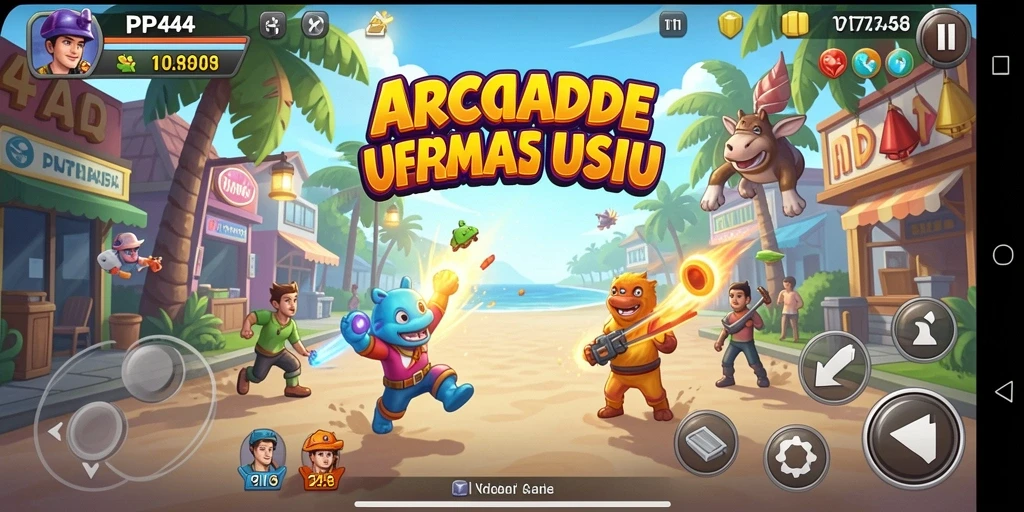 Screenshot gameplay PP444 menampilkan aksi seru di dunia arcade.