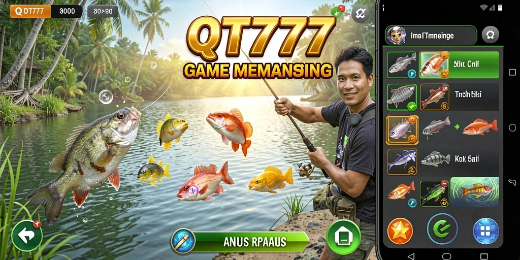 Screenshot gameplay QT777 menampilkan suasana memancing yang mendebarkan.