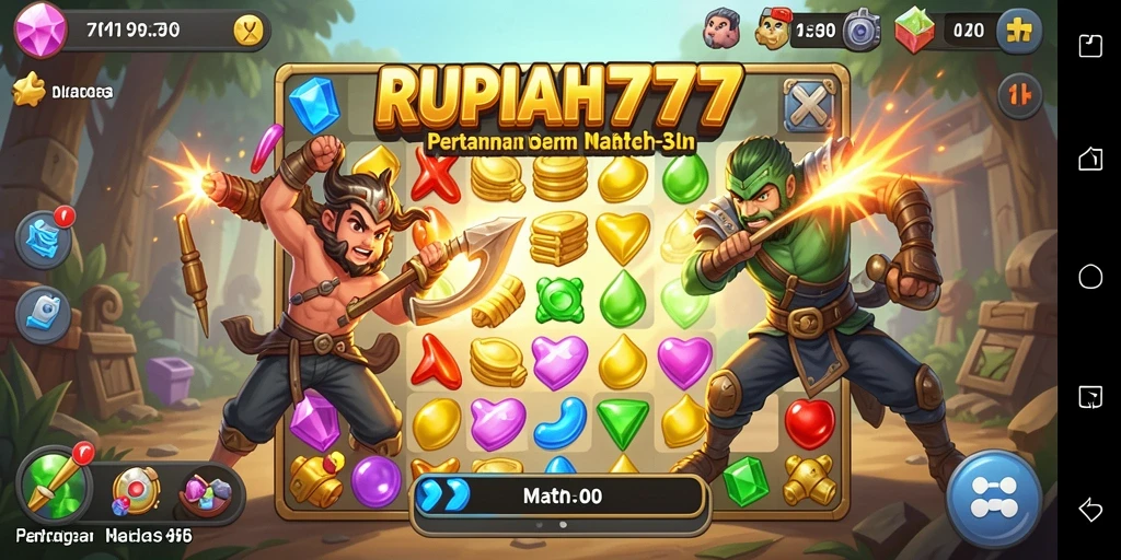 Screenshot utama RUPIAH777 menampilkan keseruan permainan Match-3.