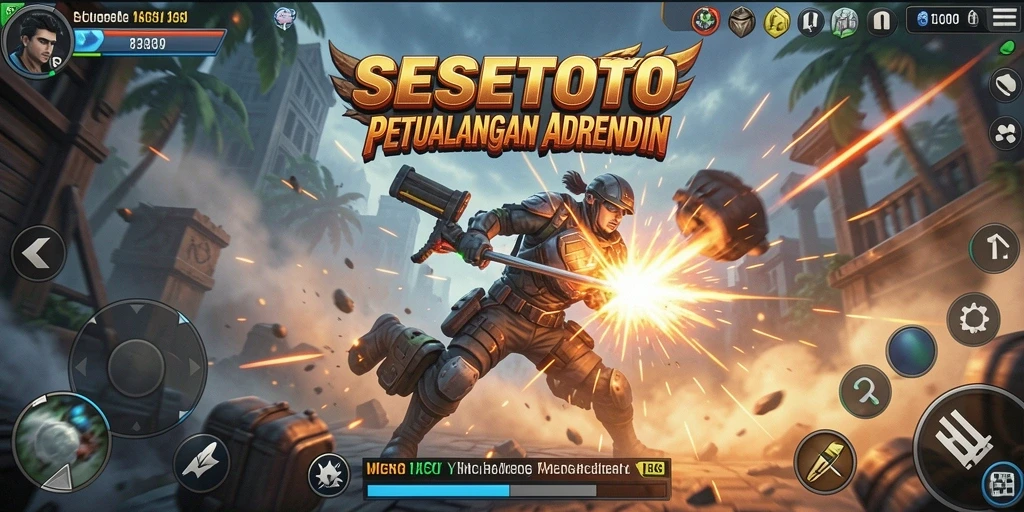 Tampilan gameplay aksi yang mendebarkan di SESETOTO.