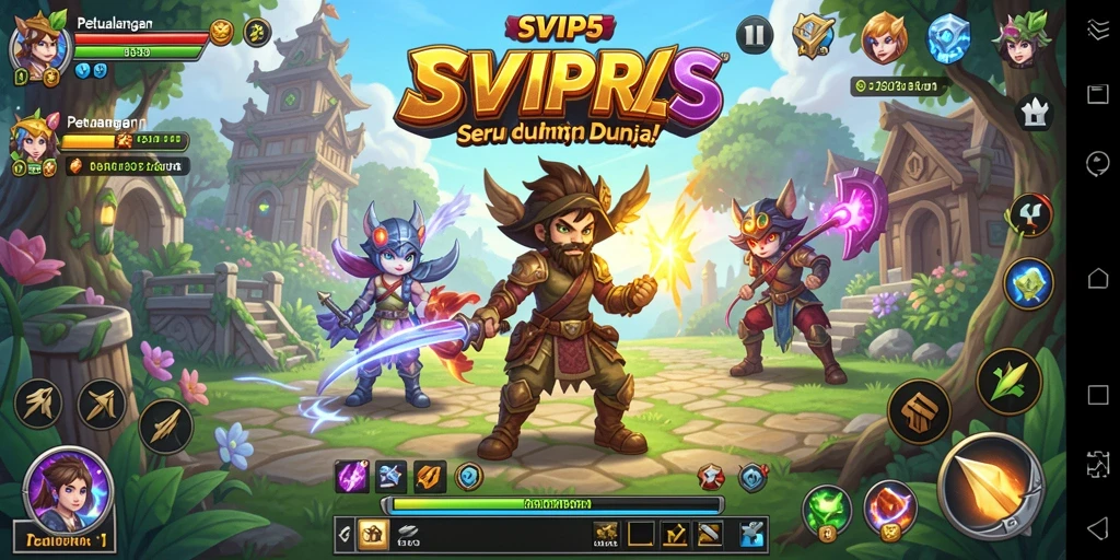 Screenshot utama SVIP5 menunjukkan aksi pertarungan RPG yang mengasyikkan.