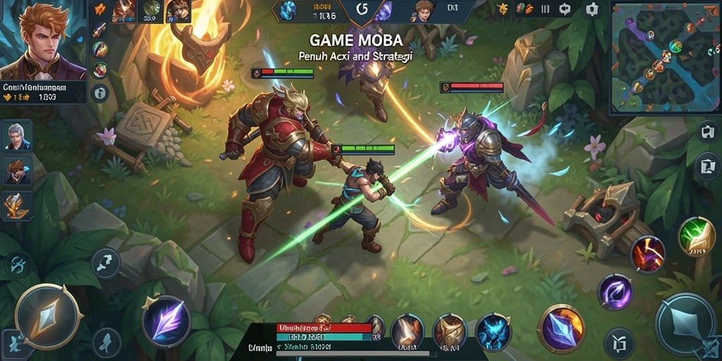 T6 menampilkan pertempuran intens di arena MOBA dengan berbagai karakter.