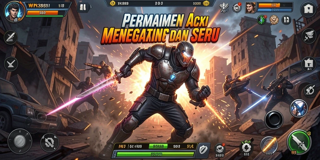 Tangkapan layar WK888 menunjukkan aksi menegangkan dalam permainan aksi.